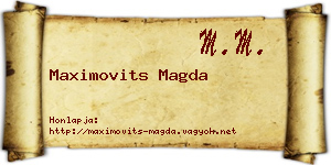 Maximovits Magda névjegykártya